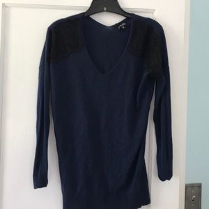 Express navy sweater with black lace